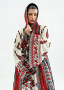 HUSSAIN REHAR-3PC DHANAK EMBROIDERED SHIRT WITH WOOL PRINTED SHAWL AND EMB TROUSER -BIC-5186
