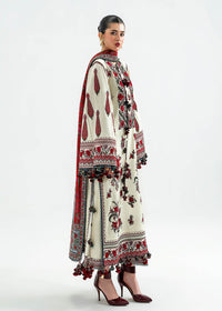 HUSSAIN REHAR-3PC DHANAK EMBROIDERED SHIRT WITH WOOL PRINTED SHAWL AND EMB TROUSER -BIC-5186