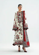 HUSSAIN REHAR-3PC DHANAK EMBROIDERED SHIRT WITH WOOL PRINTED SHAWL AND EMB TROUSER -BIC-5186