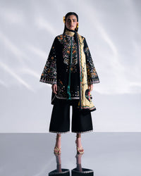 HUSSAIN REHAR-3PC DHANAK EMBROIDERED SHIRT WITH COUTRAI PRINTED SHAWL AND TROUSER-BIC-5237