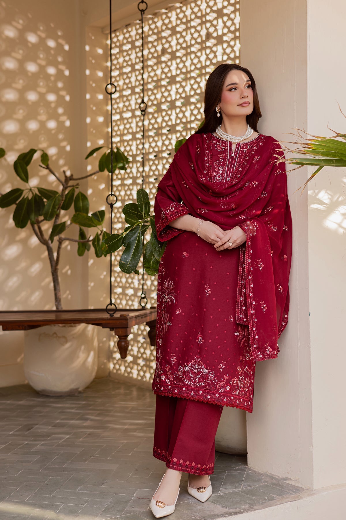BATIK-3PC LAWN EMBROIDERED SHIRT WITH CHIFFON EMBROIDERED DUPATTA AND TROUSER-BIC-4824
