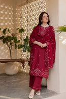 BATIK-3PC LAWN EMBROIDERED SHIRT WITH CHIFFON EMBROIDERED DUPATTA AND TROUSER-BIC-4824