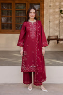 BATIK-3PC LAWN EMBROIDERED SHIRT WITH CHIFFON EMBROIDERED DUPATTA AND TROUSER-BIC-4824