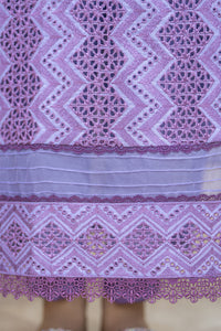 MIRAKHI-3PC LAWN LASERCUT EMBROIDERED SHIRT WITH MOARK PRINT DUPATTA-BIC-VOL-1- PLUM