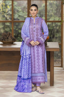MIRAKHI-3PC LAWN LASERCUT EMBROIDERED SHIRT WITH MOARK PRINT DUPATTA-BIC-VOL-1- PLUM