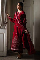 ZAIB-3PC KARANDI EMBROIDERED SHIRT WITH KARANDI EMBROIDERED SHAWL AND TROUSER -BIC-5036