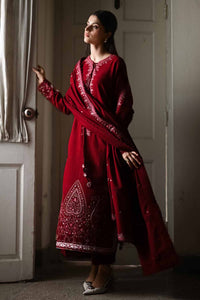 ZAIB-3PC KARANDI EMBROIDERED SHIRT WITH KARANDI EMBROIDERED SHAWL AND TROUSER -BIC-5036