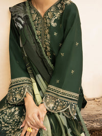 IZEL-3PC LAWN EMBROIDERED SHIRT WITH CHIFFOON PRINT DUPATTA AND EMB TROUSER-BIC-4628
