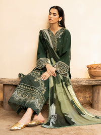 IZEL-3PC LAWN EMBROIDERED SHIRT WITH CHIFFOON PRINT DUPATTA AND EMB TROUSER-BIC-4628